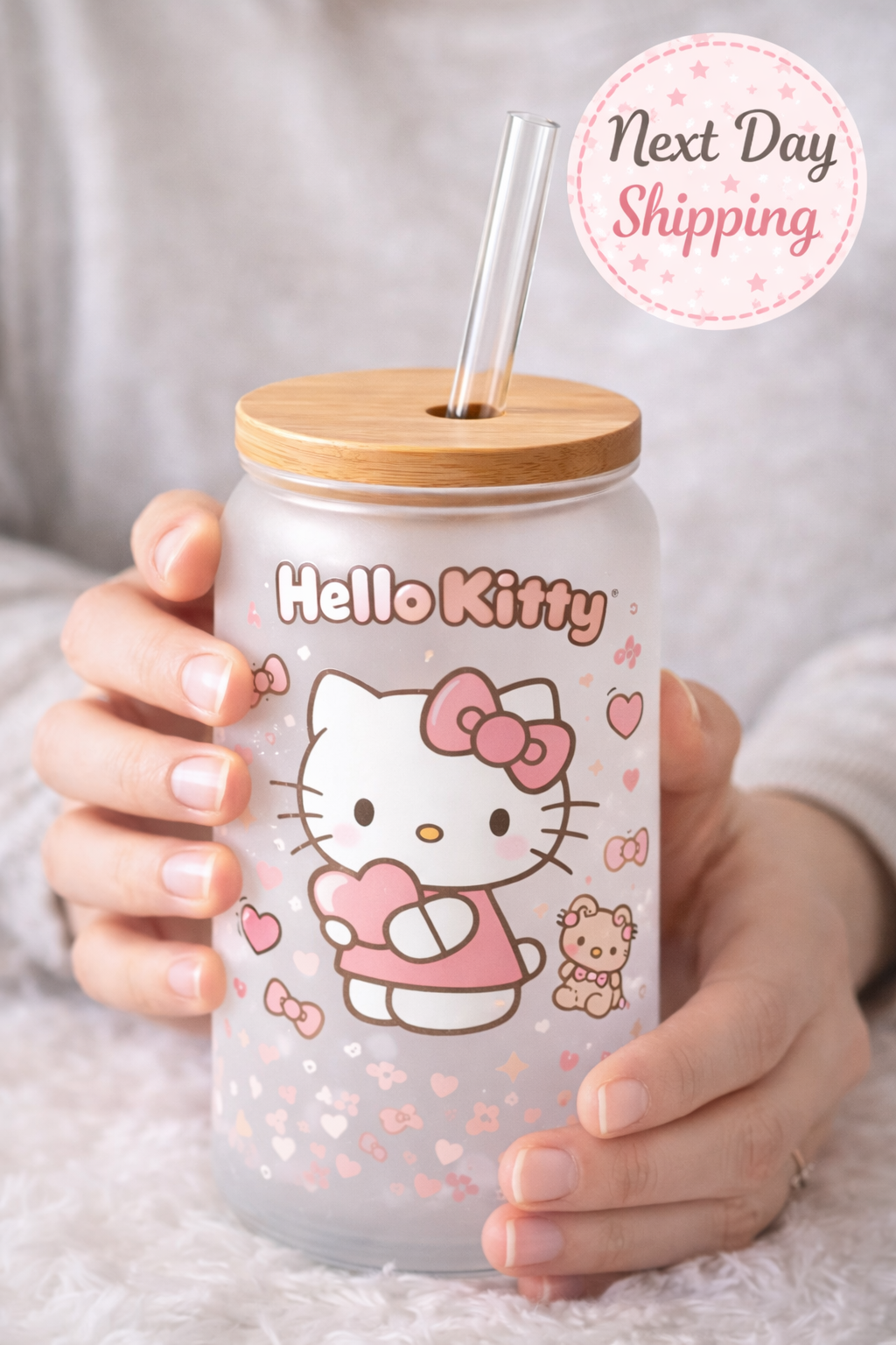 personalizable Kitty Glass "can" , Cute Kitty cup, birthday gift, mother, daughter, grandmother, niece, granddaughter.