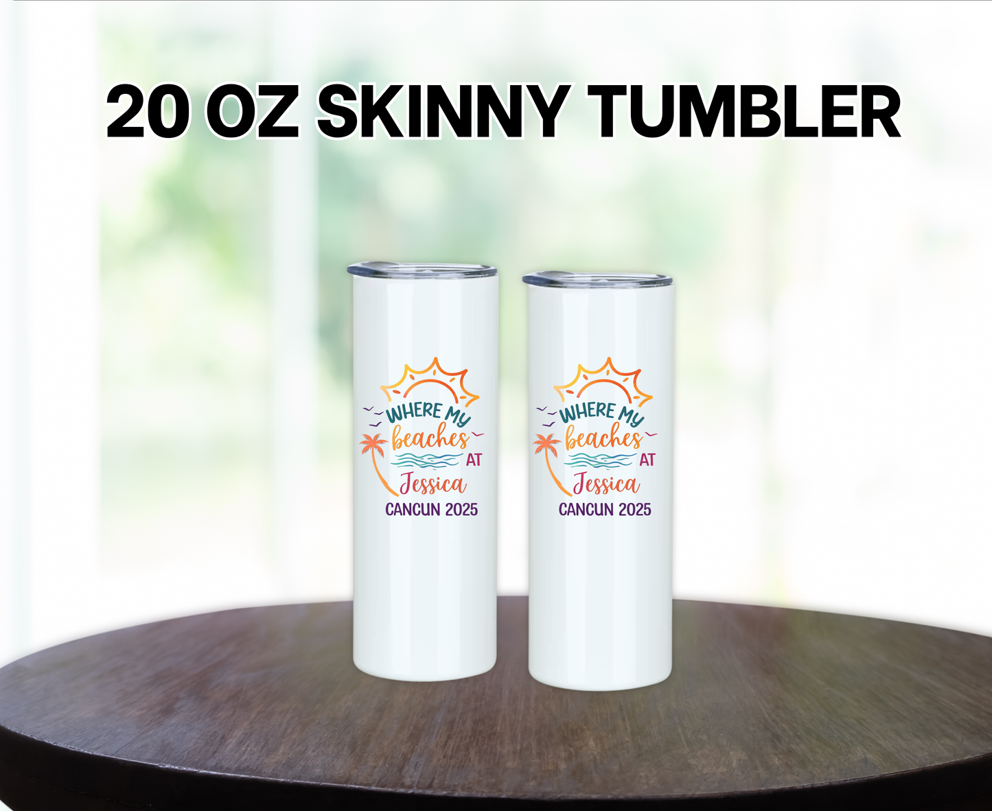 Personalized Beach Trip Tumbler, Custom Vacation - date | 40oz or 20oz Travel Mug with Straw | Girls Trip, Bachelorette, Cancun Gift Size