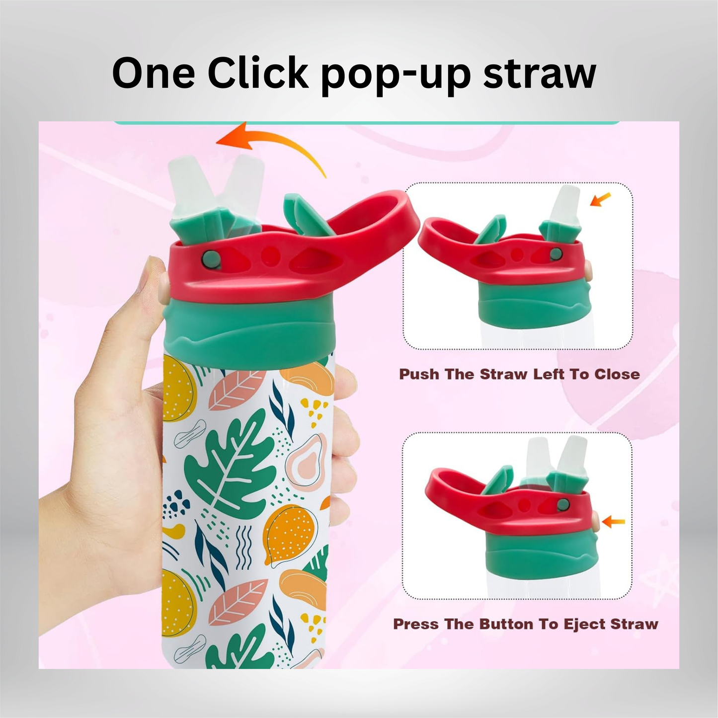 12 Oz Kids Water bottle with pop up lid