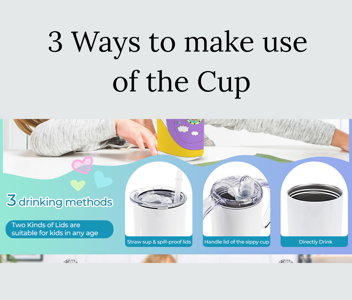 Kids Sippy cup, 12 oz double wall insulated