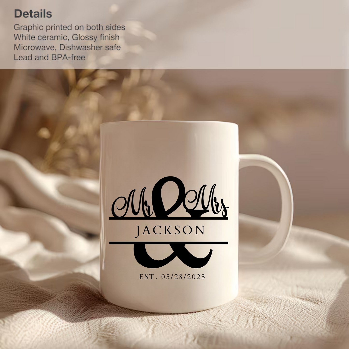 Monogram Mug Personalized 11 oz or 15 Oz  Mug , Custom Name Mug, Bridesmaid Mug