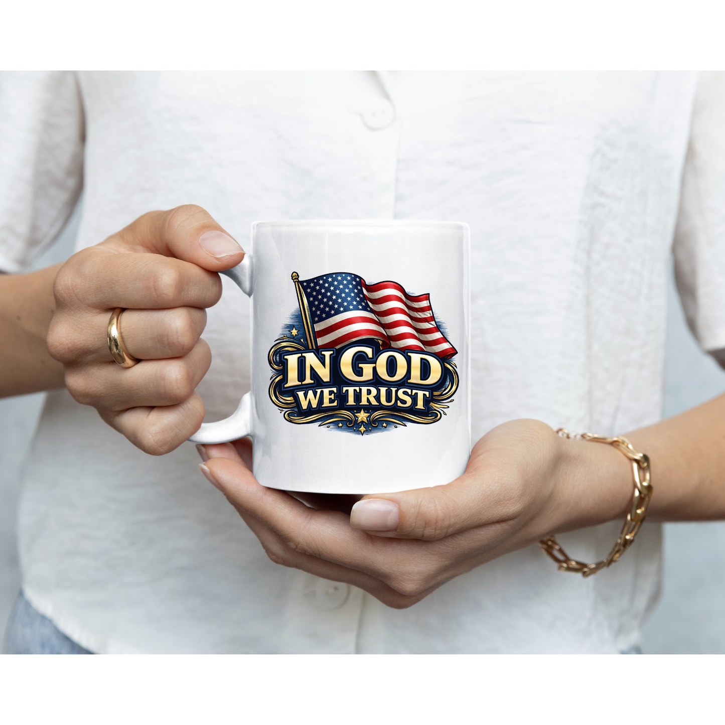 In god we Trust USA Flag mug, Ceramic Mugs, Patriot Mugs. American Mug