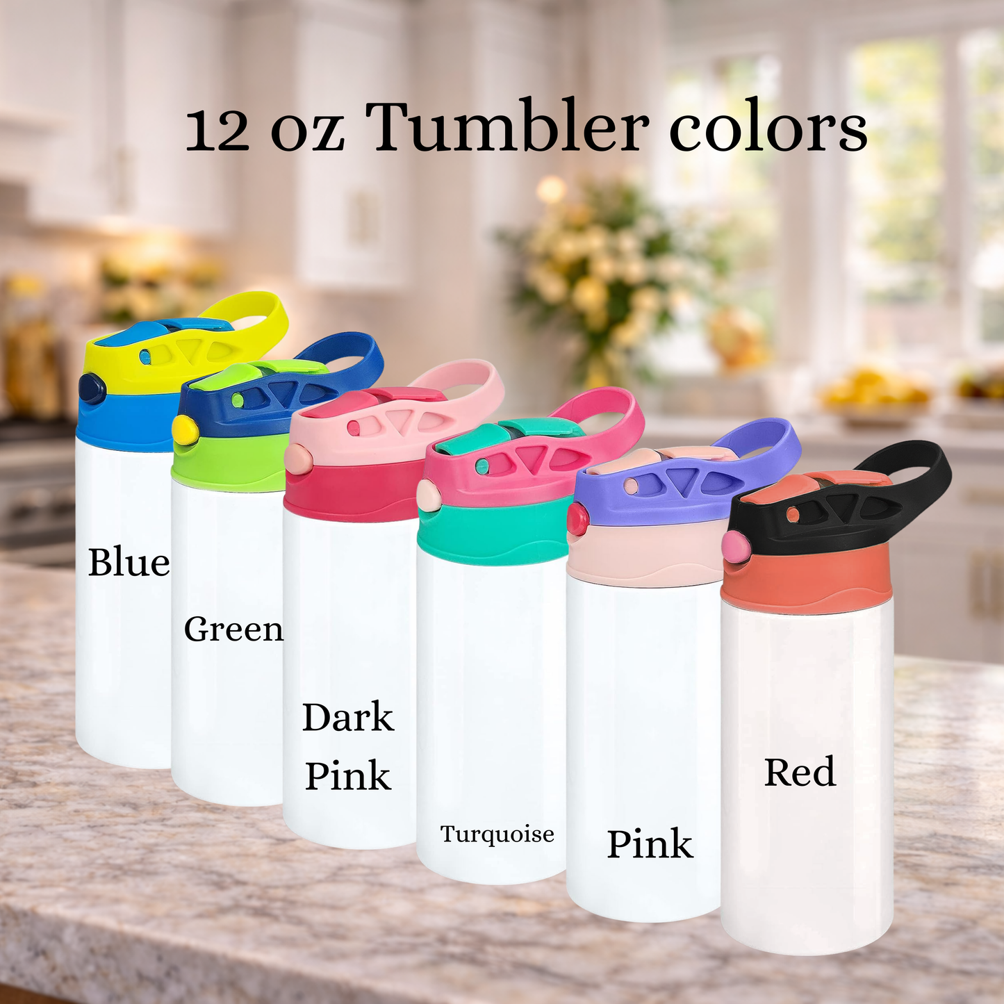 12 Oz Kids Water bottle with pop up lid