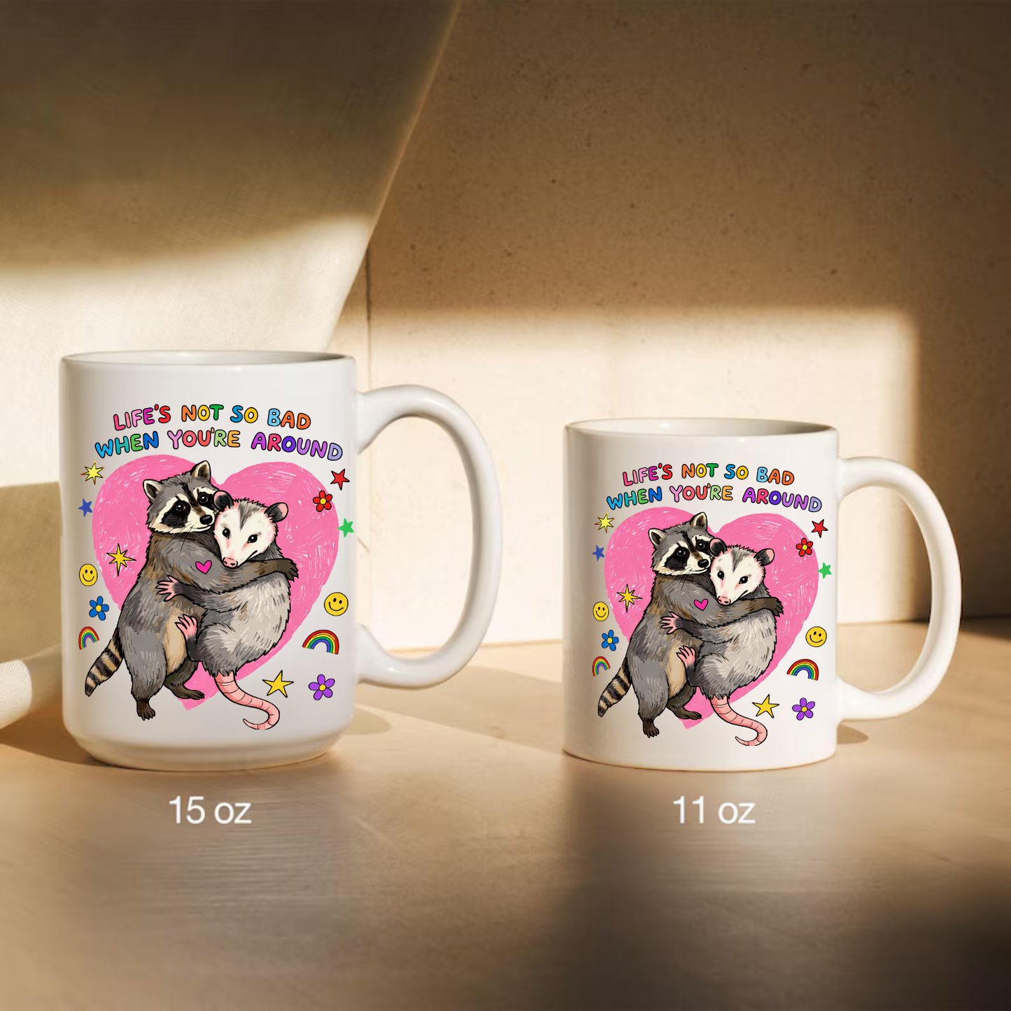 Cute Raccoon Possum Coffee Mug | Funny Coffee Mug sizes 11 oz and 15 oz