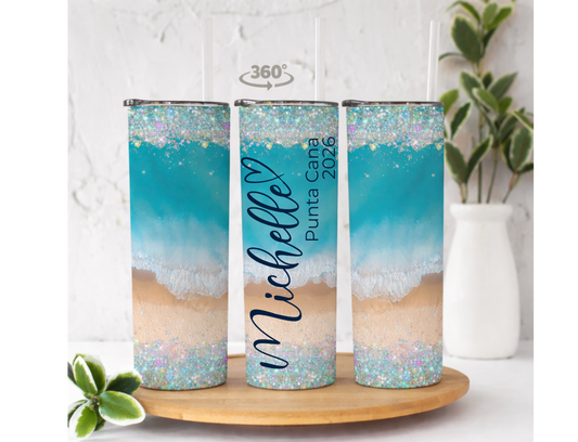 Personalized 20 oz Vacation Tumbler, Girls trip tumbler, Family Vacation Tumbler.