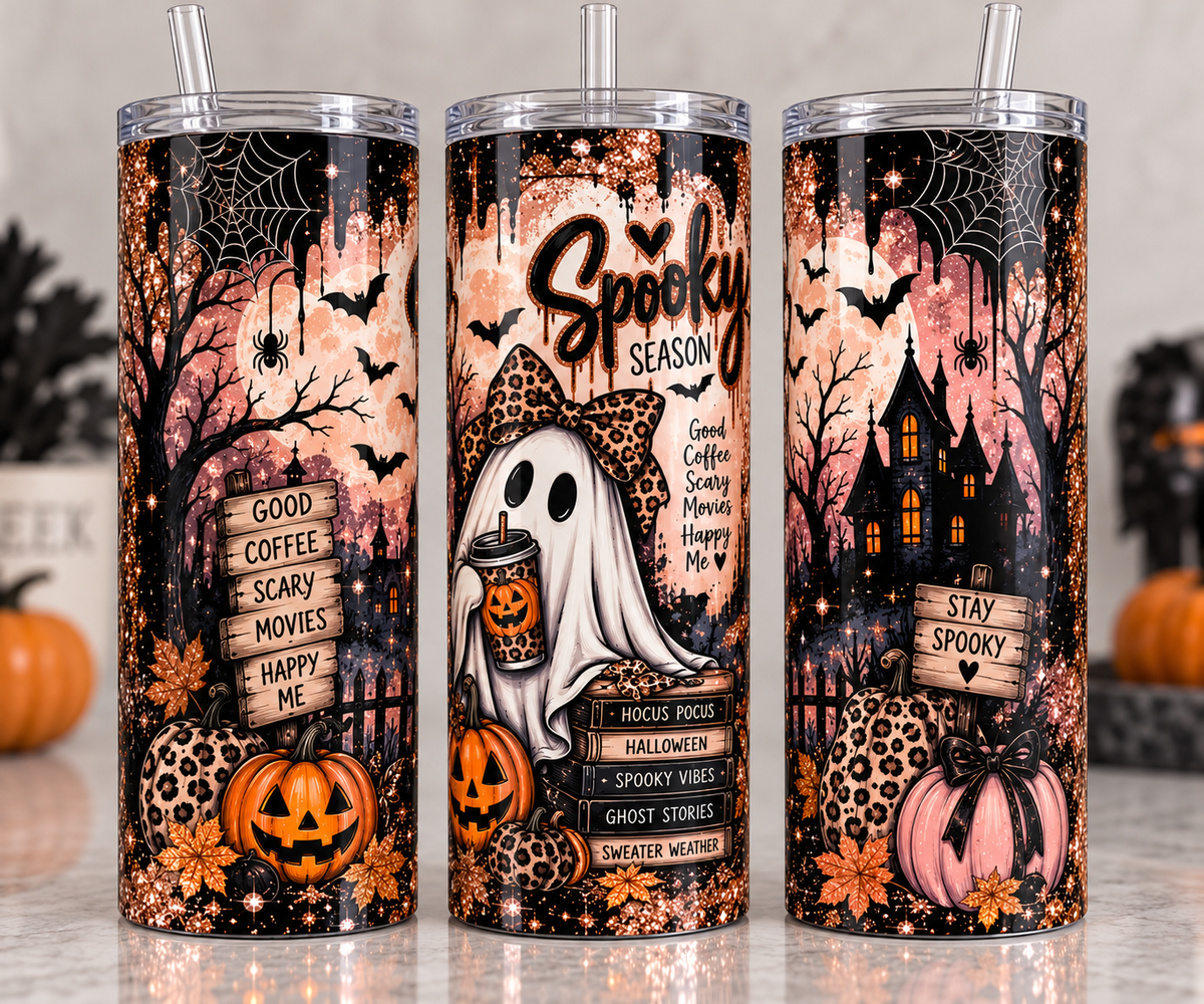 Spooky Halloween tumbler. 20 oz stainless steel skinny tumbler