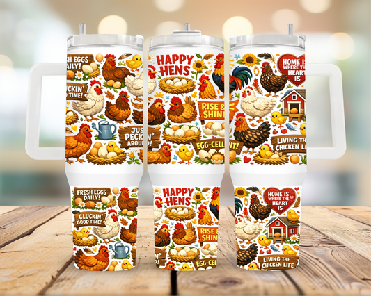 Cute Chicken travel tumbler 40 oz Style Stainless steel tumbler.