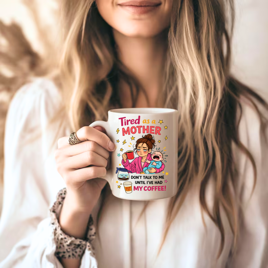 Funny Mom coffee mug. Tired as a mom coffee mug