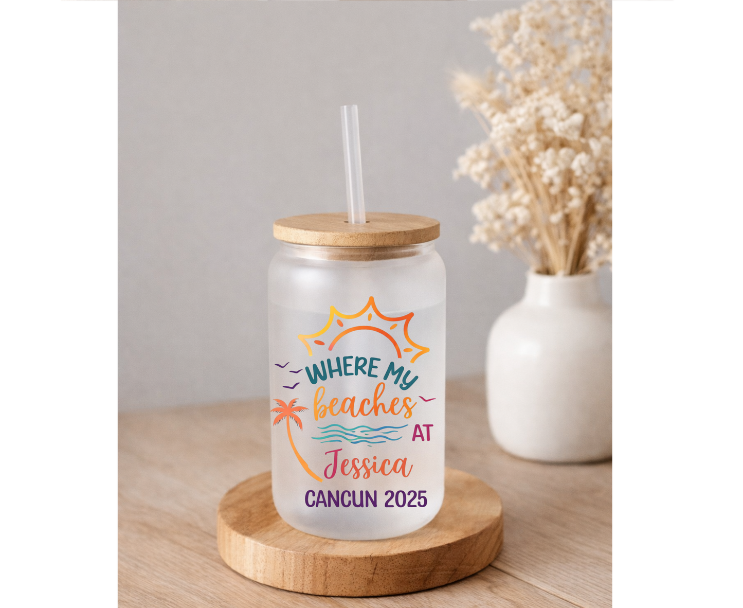 Personalized Beach Trip Tumbler, Custom Vacation - date | 40oz or 20oz Travel Mug with Straw | Girls Trip, Bachelorette, Cancun Gift Size (Copy)