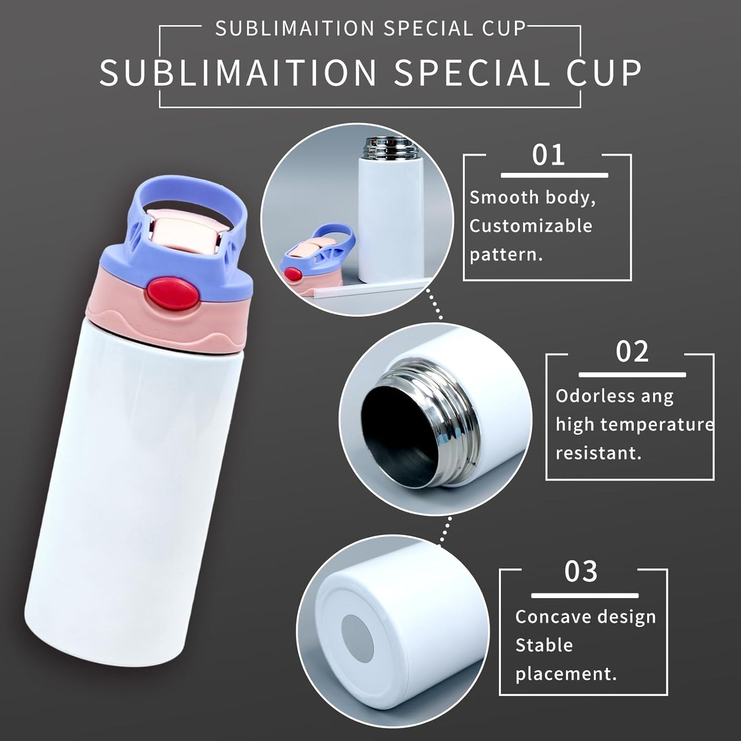 12 Oz Kids Water bottle with pop up lid