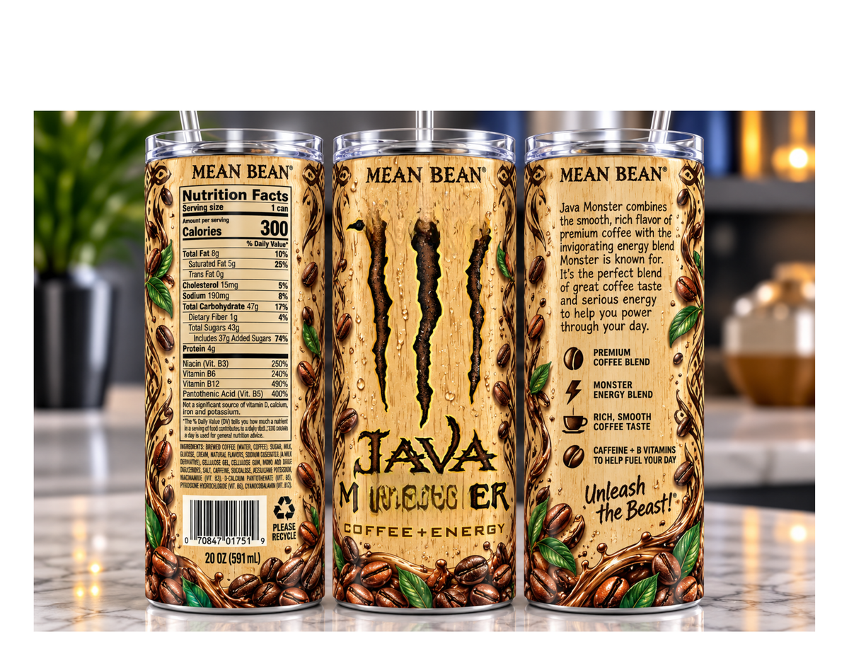 Energy Drink Monst er  inspired. 20 oz stainless steel skinny tumbler
