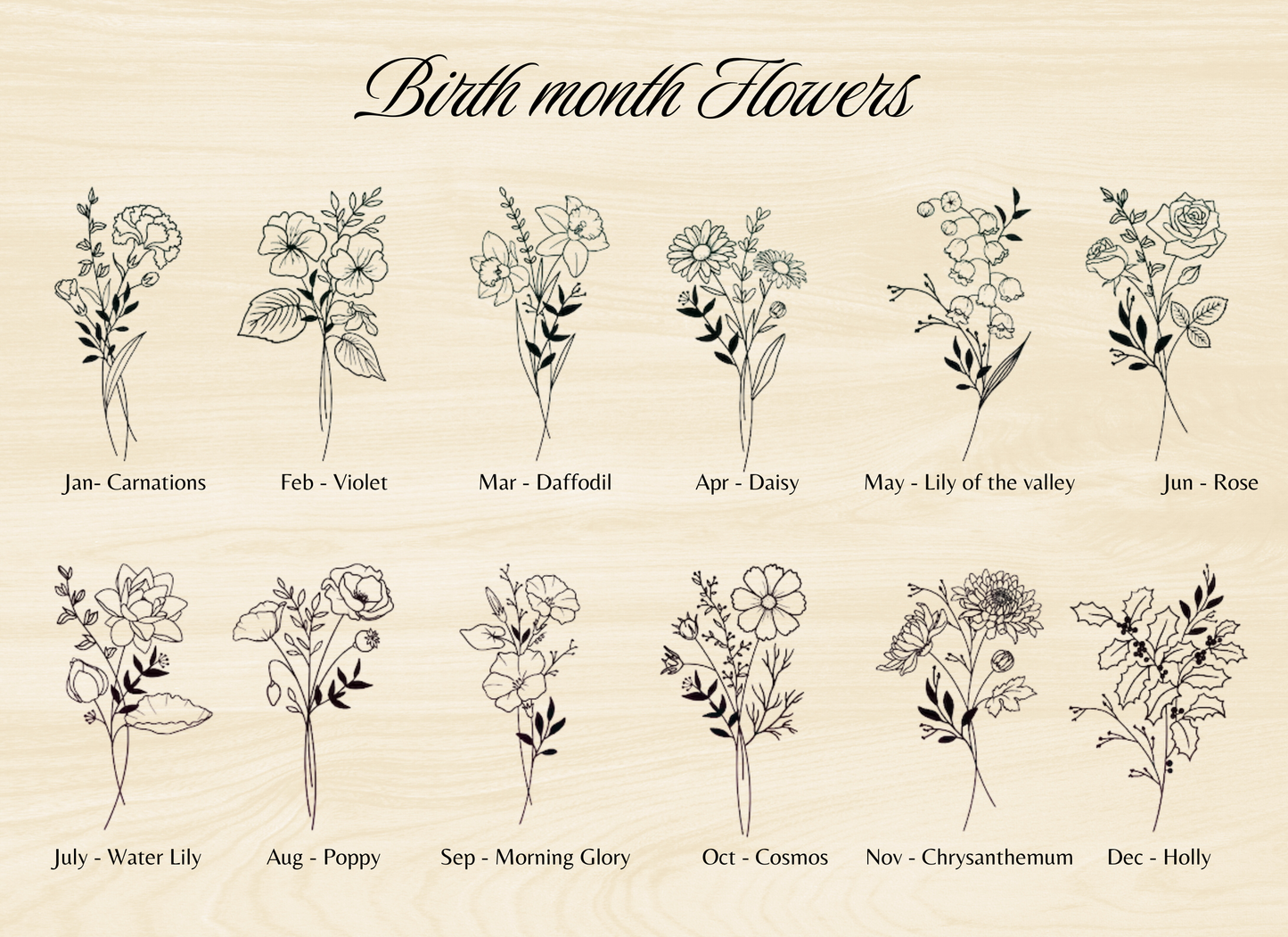 16 oz Frosted Glass Birth flower with personalization, Gift for her.