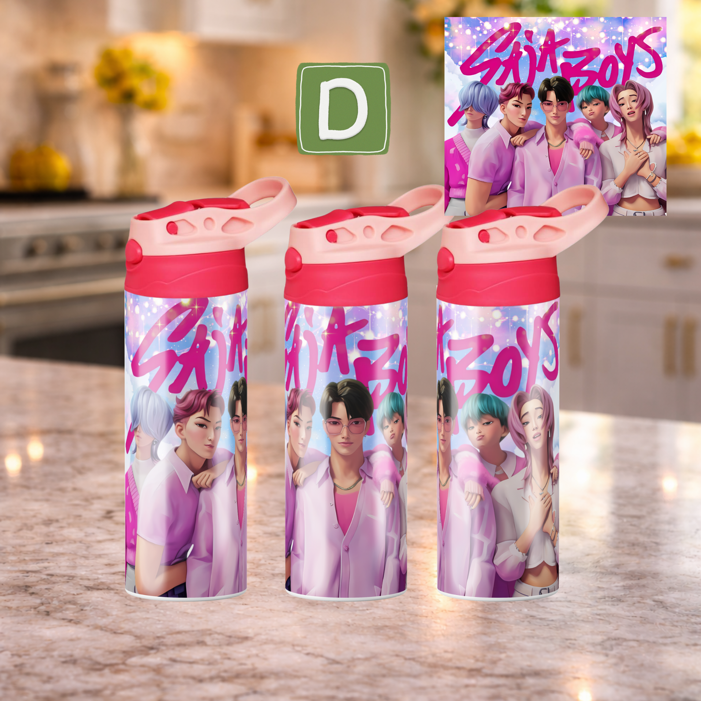 Kpop Inspired 12 oz kids tumbler. Double wall insulated Water bottle