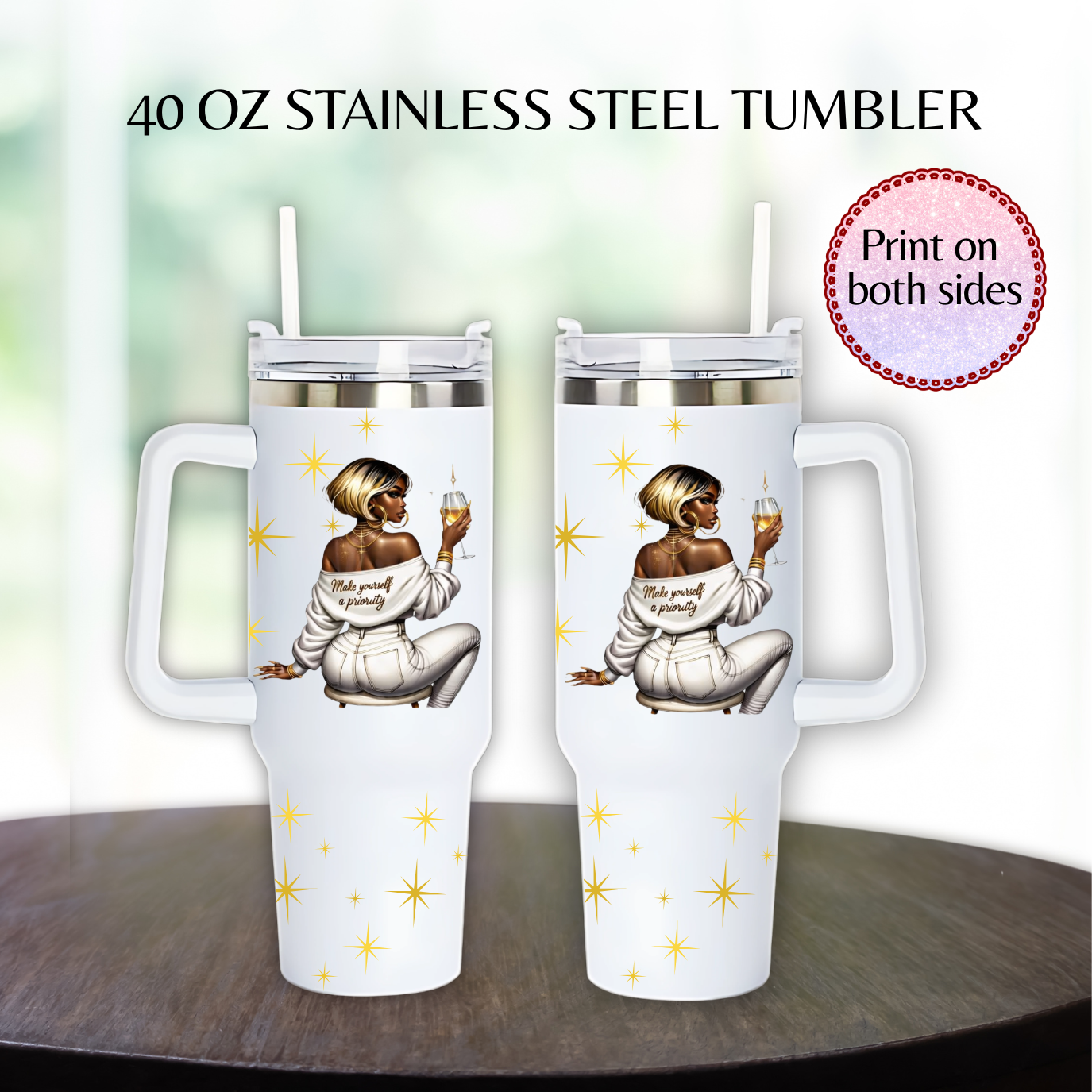 40 oz  Believe in yourself Style Stainless steel tumbler. Royal Blue inspired.