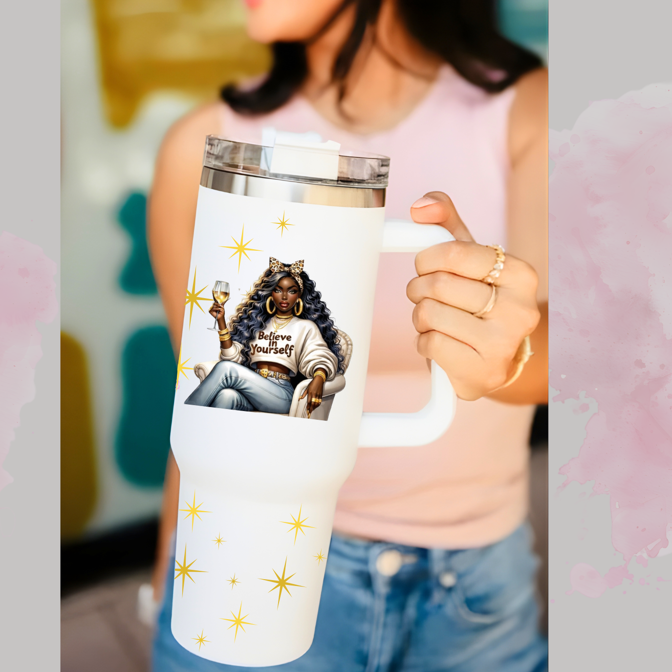 40 oz Boss Believe in yourself Style Stainless steel tumbler.