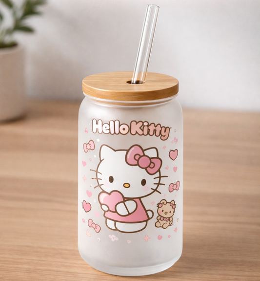 personalizable Kitty Glass "can"  , Cute  Kitty cup, birthday gift, mother, daughter, grandmother, niece, granddaughter.