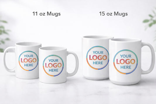 Customized 11 oz and 15 oz mugs, business logo mugs or bulk order mugs,