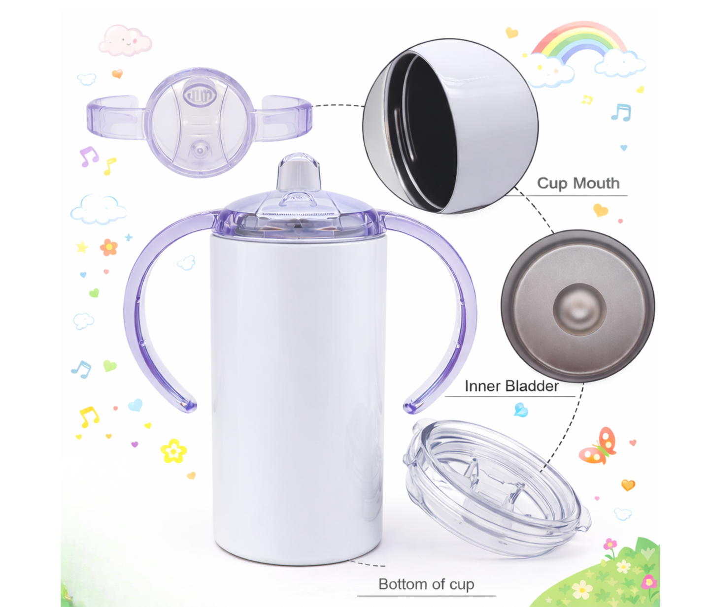 Customizable Kids Zippy cup, 12 oz double wall insulated