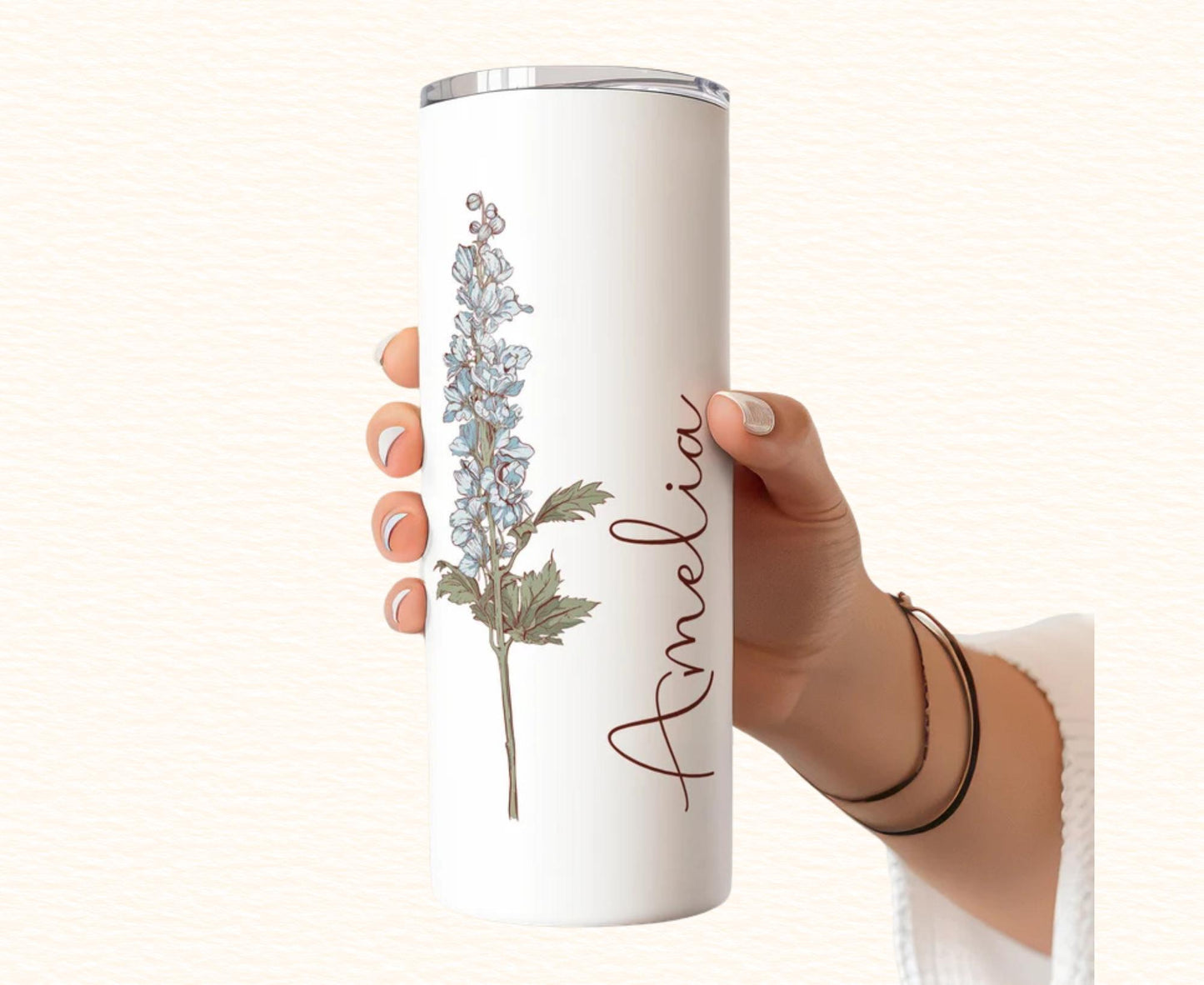 Personalized Tumbler with Birth Flower & Name | Custom Wedding Gift, Bridal Party Proposal Cup