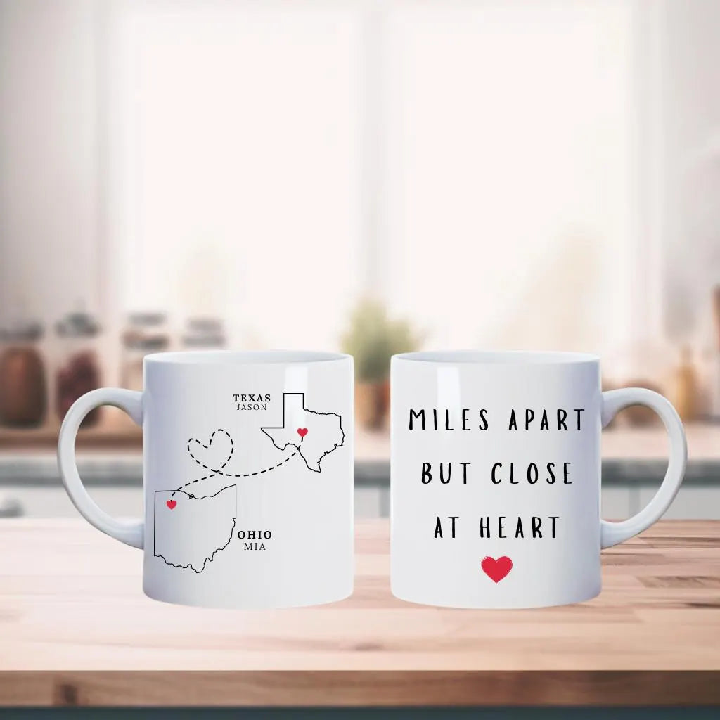 Personalized State To State Coffee Mug: Long Distance Friendship Gift