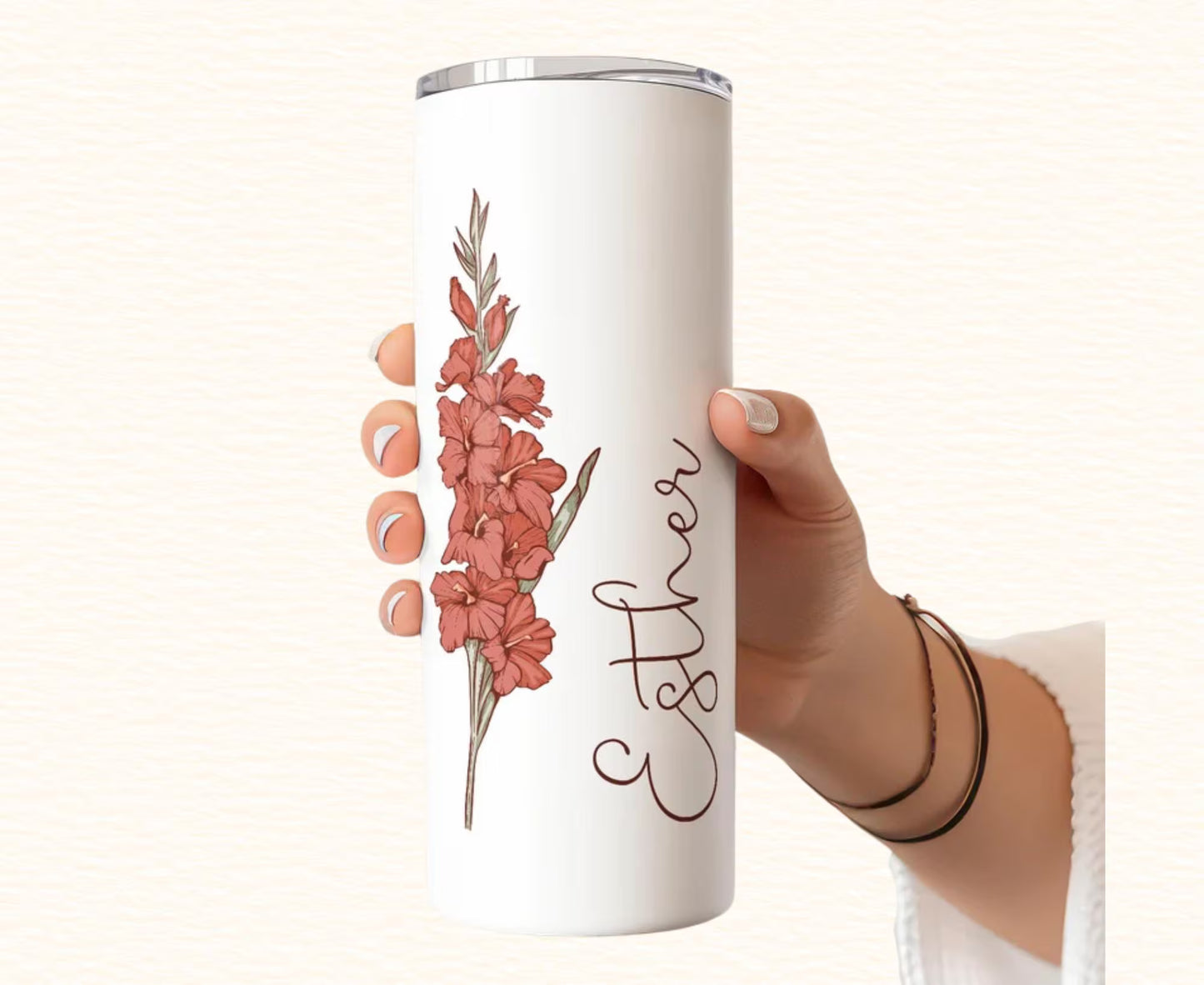Personalized Tumbler with Birth Flower & Name | Custom Wedding Gift, Bridal Party Proposal Cup