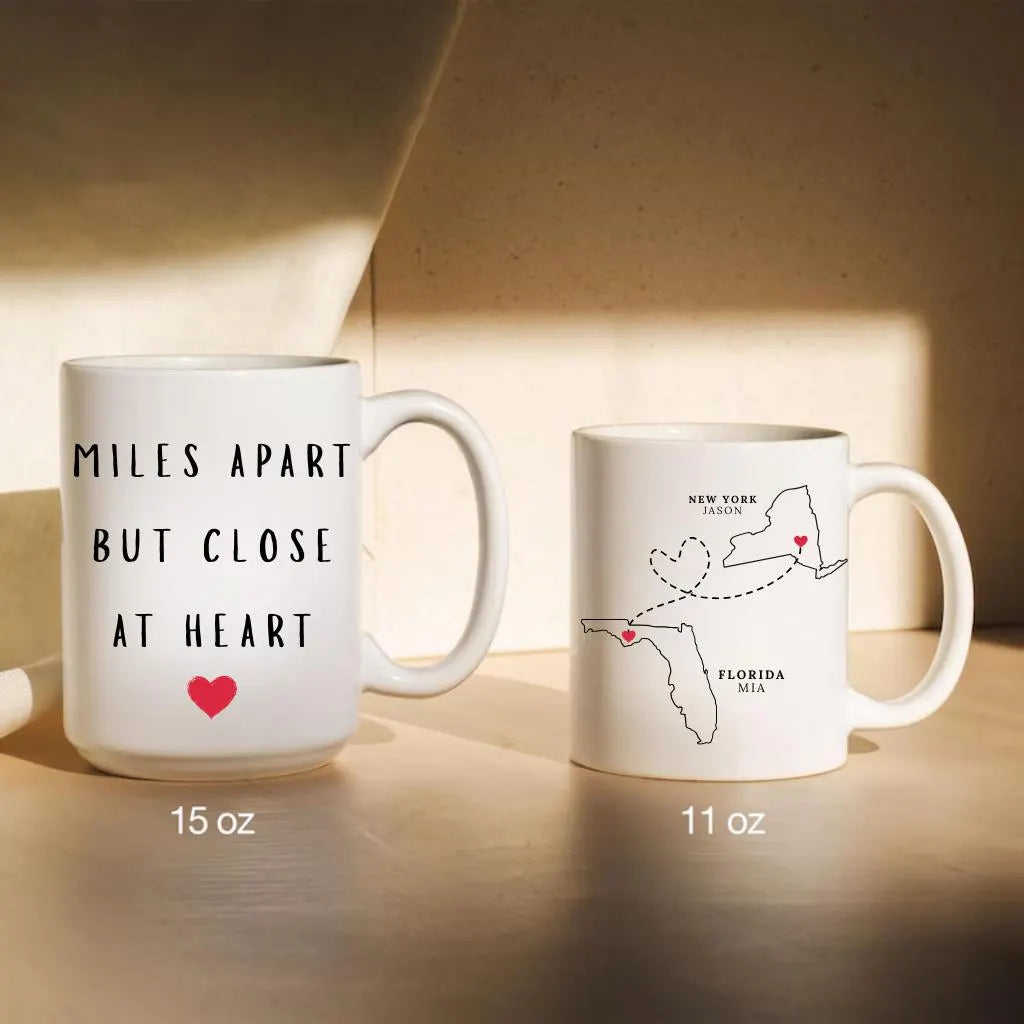 Personalized State To State Coffee Mug: Long Distance Friendship Gift