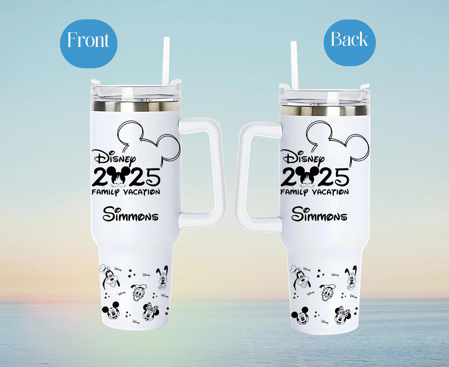 Personalized Disney 40 oz Tumbler with Handle, First Family Disney Trip, Custom Disney  Cup, Christmas Gift, Custom Birthday Gift