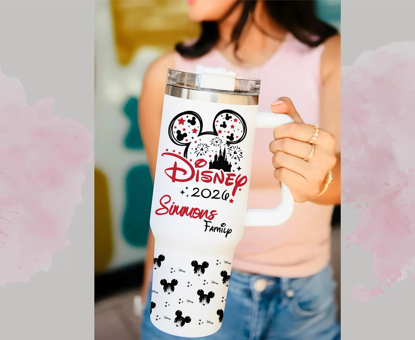 Personalized Disney 40 oz Tumbler with Handle, First Family Disney Trip, Custom Disney  Cup, Christmas Gift, Custom Birthday Gift