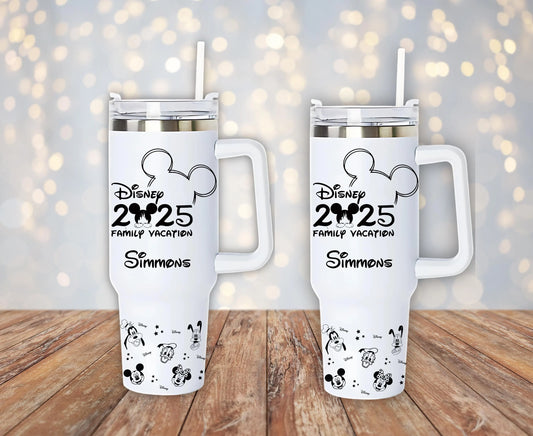 Personalized Disney 40 oz Tumbler with Handle, First Family Disney Trip, Custom Disney  Cup, Christmas Gift, Custom Birthday Gift