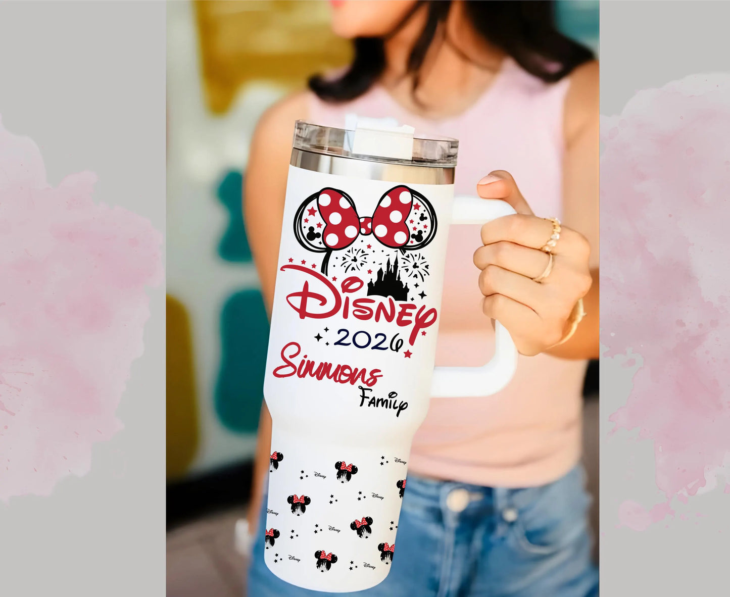 Personalized Disney 40 oz Tumbler with Handle, First Family Disney Trip, Custom Disney  Cup, Christmas Gift, Custom Birthday Gift