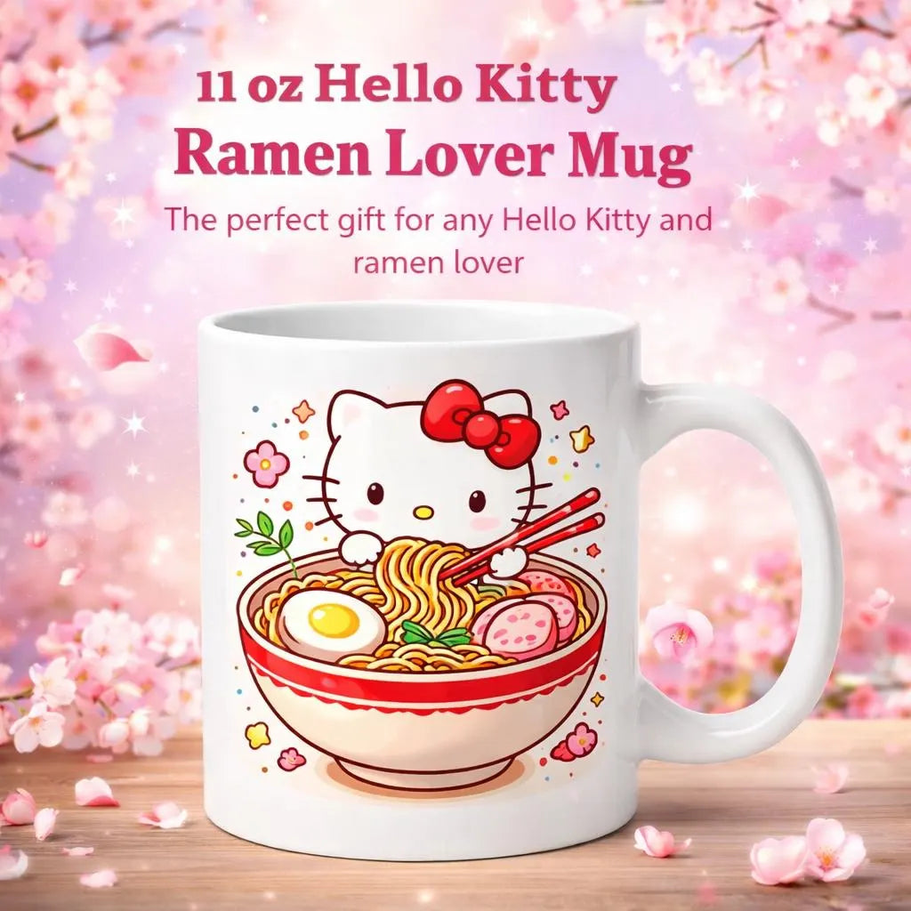 Personalizable Kitty mug, Ramen lover mugs,