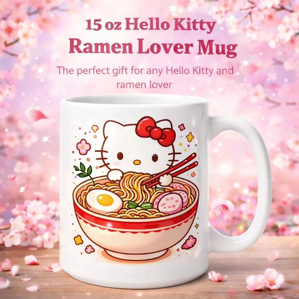 Personalizable Kitty mug, Ramen lover mugs,