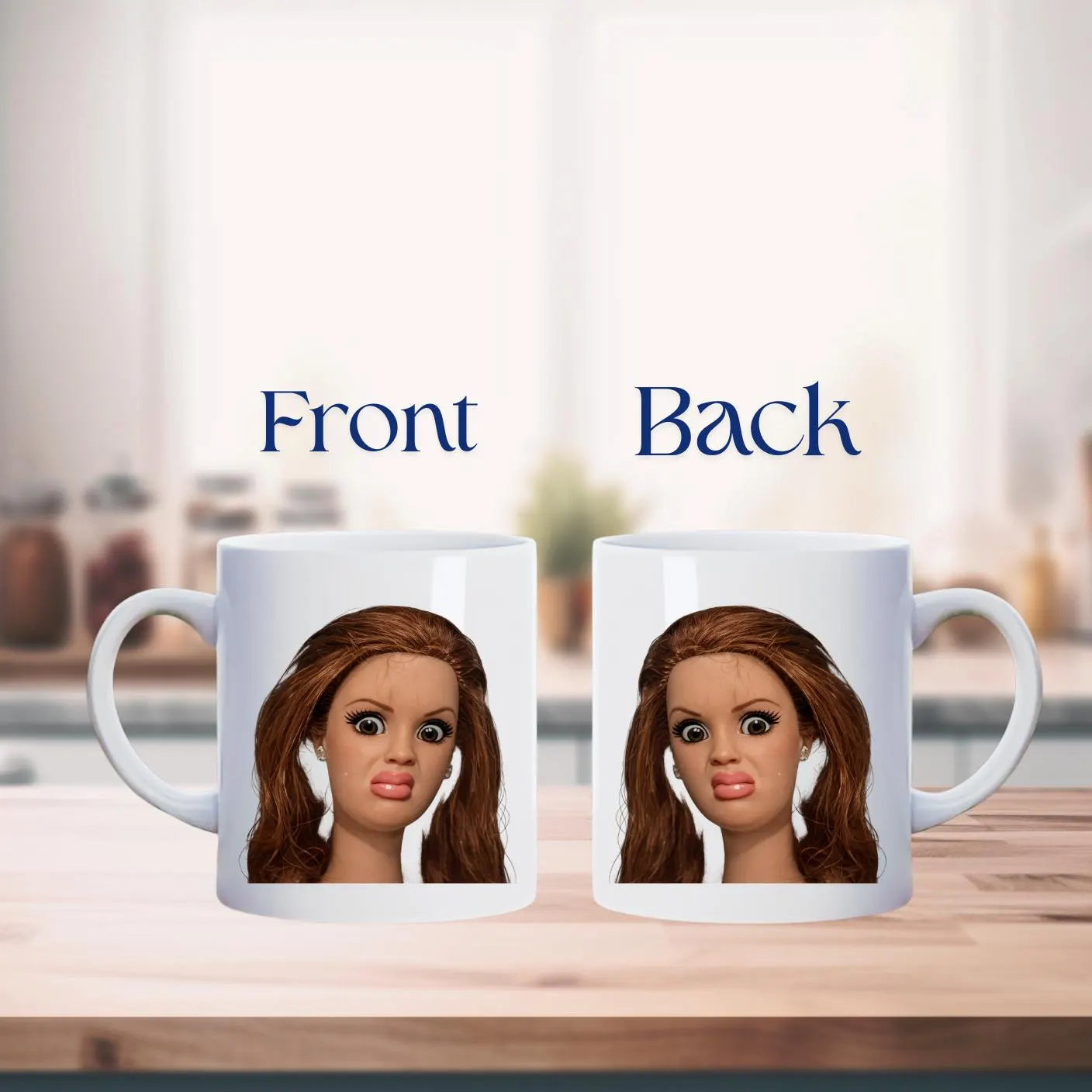 Doll Face Mug,  Disgusted Barbie Meme, Sarcastic gift, , Weird Humor Cup, Unhinged Meme Mug
